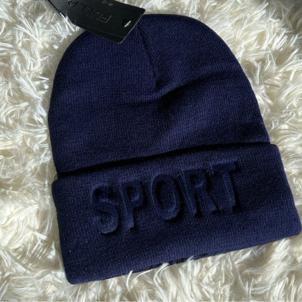 Navy blue acrylic Sport‎ beanie unisex NEW one size fits most
